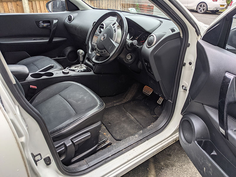 car interior before valet, Epsom, London, KT17, Nissan Qashqai