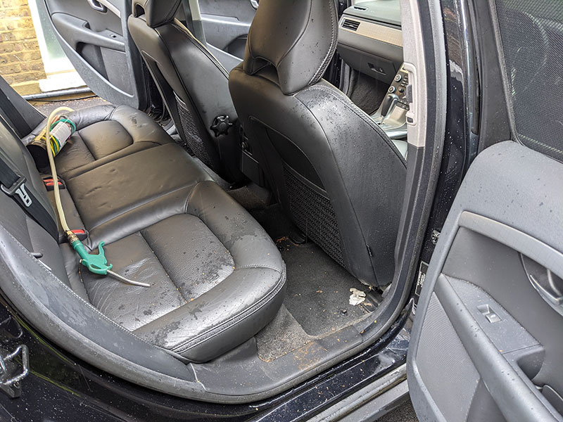 dirty car interior rear
