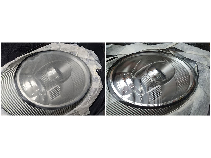 headlamp before and after restoration